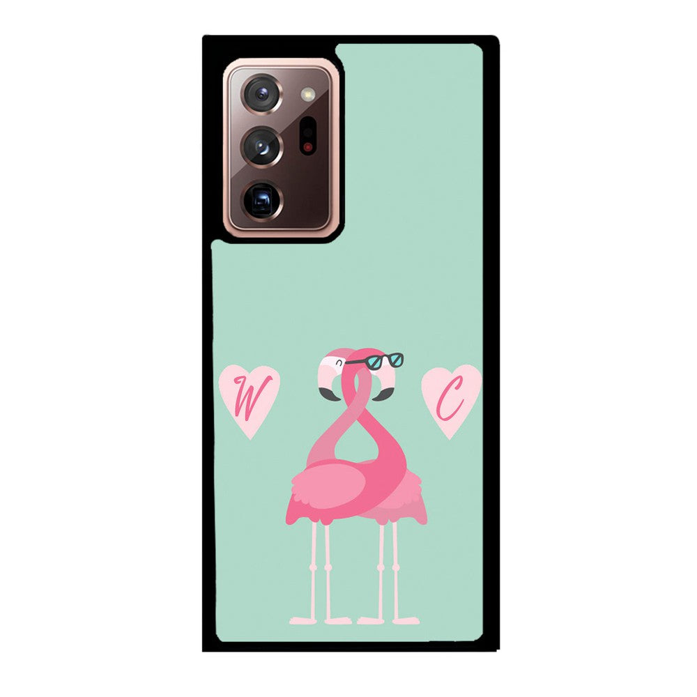 Flamingos In Love Double Initial | Samsung Phone Case