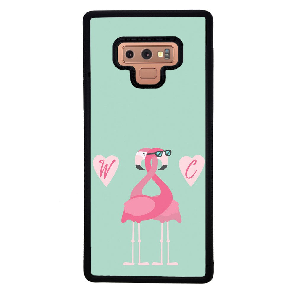 Flamingos In Love Double Initial | Samsung Phone Case