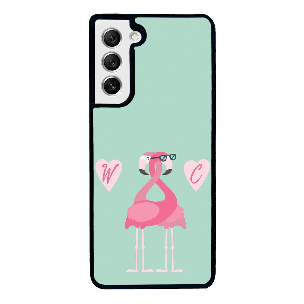 Flamingos In Love Double Initial | Samsung Phone Case