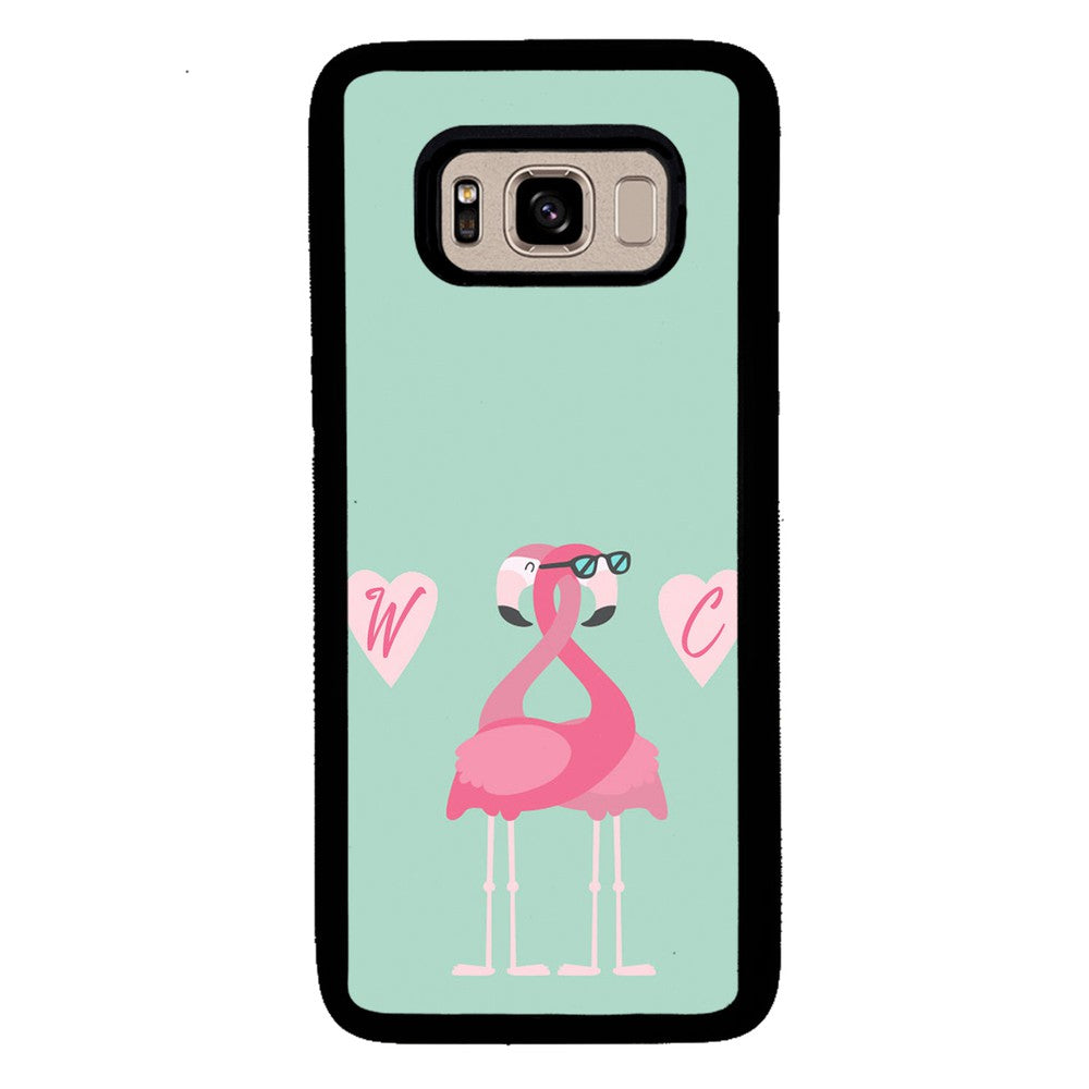 Flamingos In Love Double Initial | Samsung Phone Case