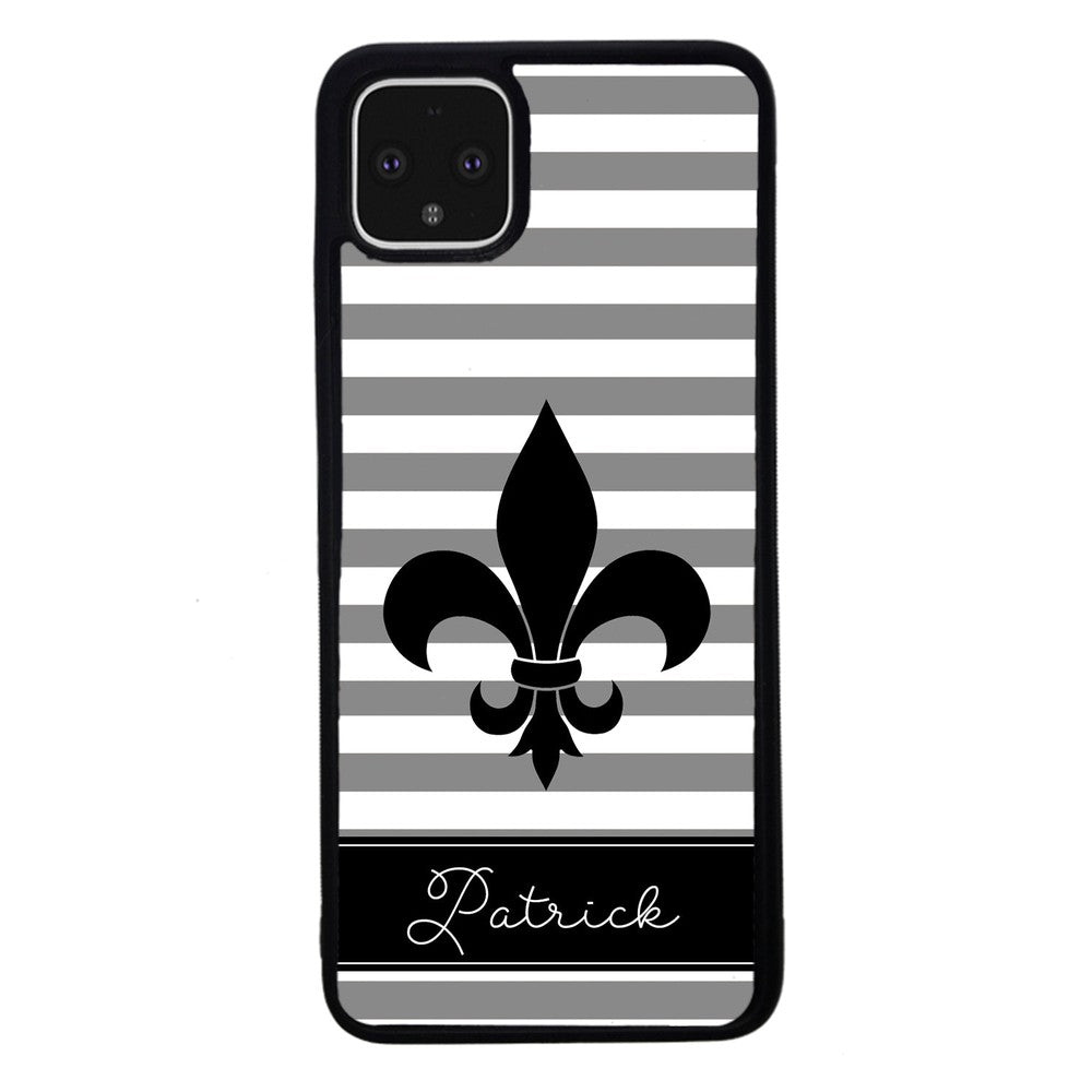 Fleur De Lis Personalized Gray Black | Google Phone Case