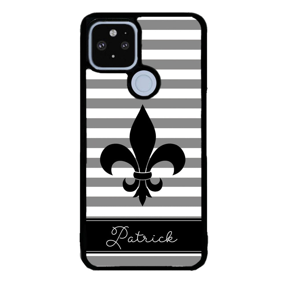 Fleur De Lis Personalized Gray Black | Google Phone Case
