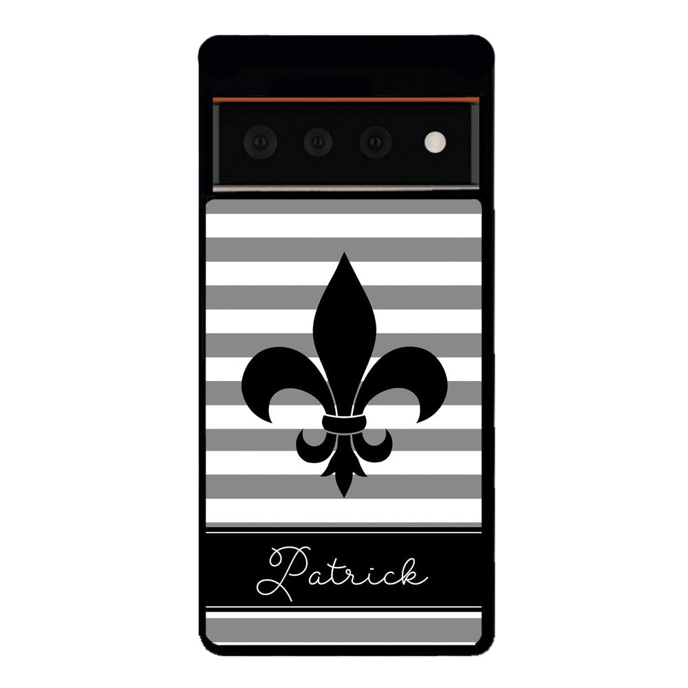 Fleur De Lis Personalized Gray Black | Google Phone Case