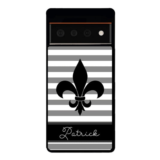 Fleur De Lis Personalized Gray Black | Google Phone Case