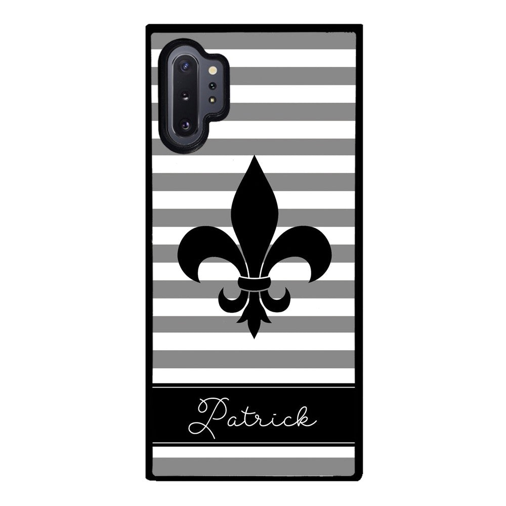 Fleur De Lis Personalized Gray Black | Samsung Phone Case