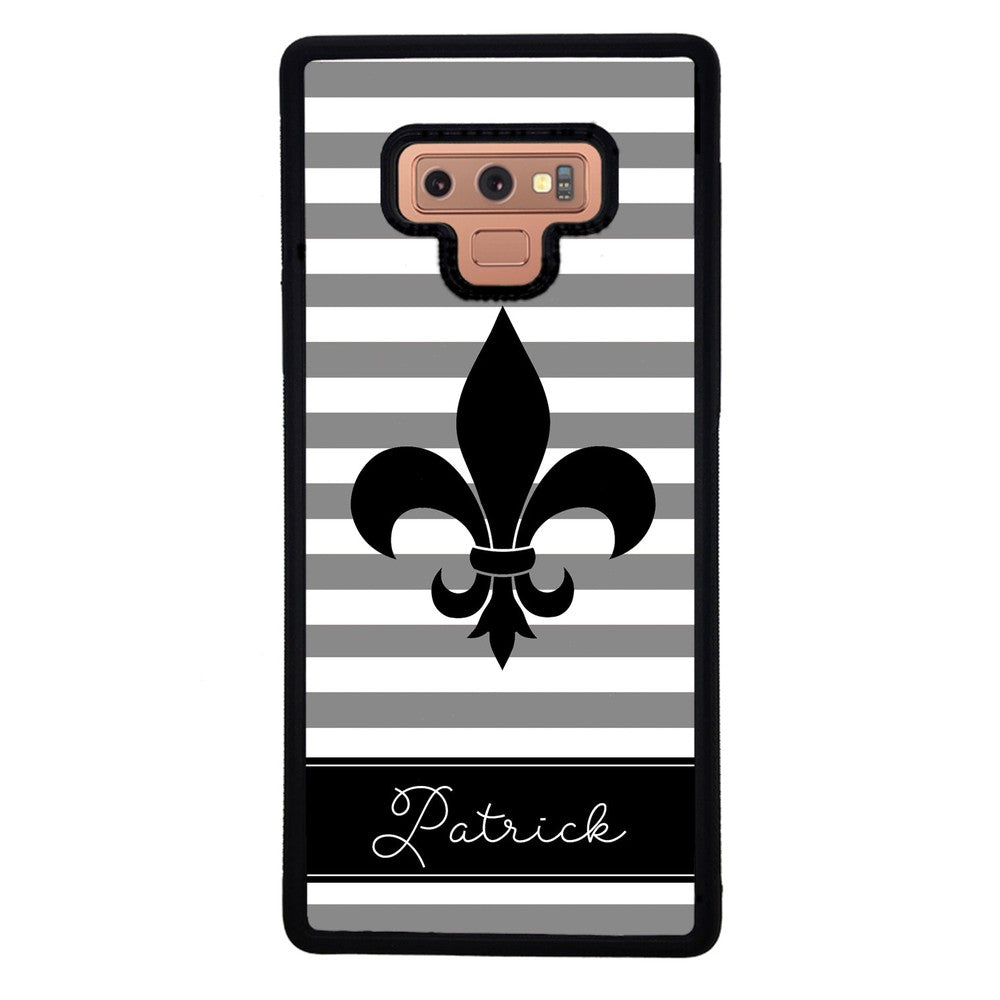 Fleur De Lis Personalized Gray Black | Samsung Phone Case