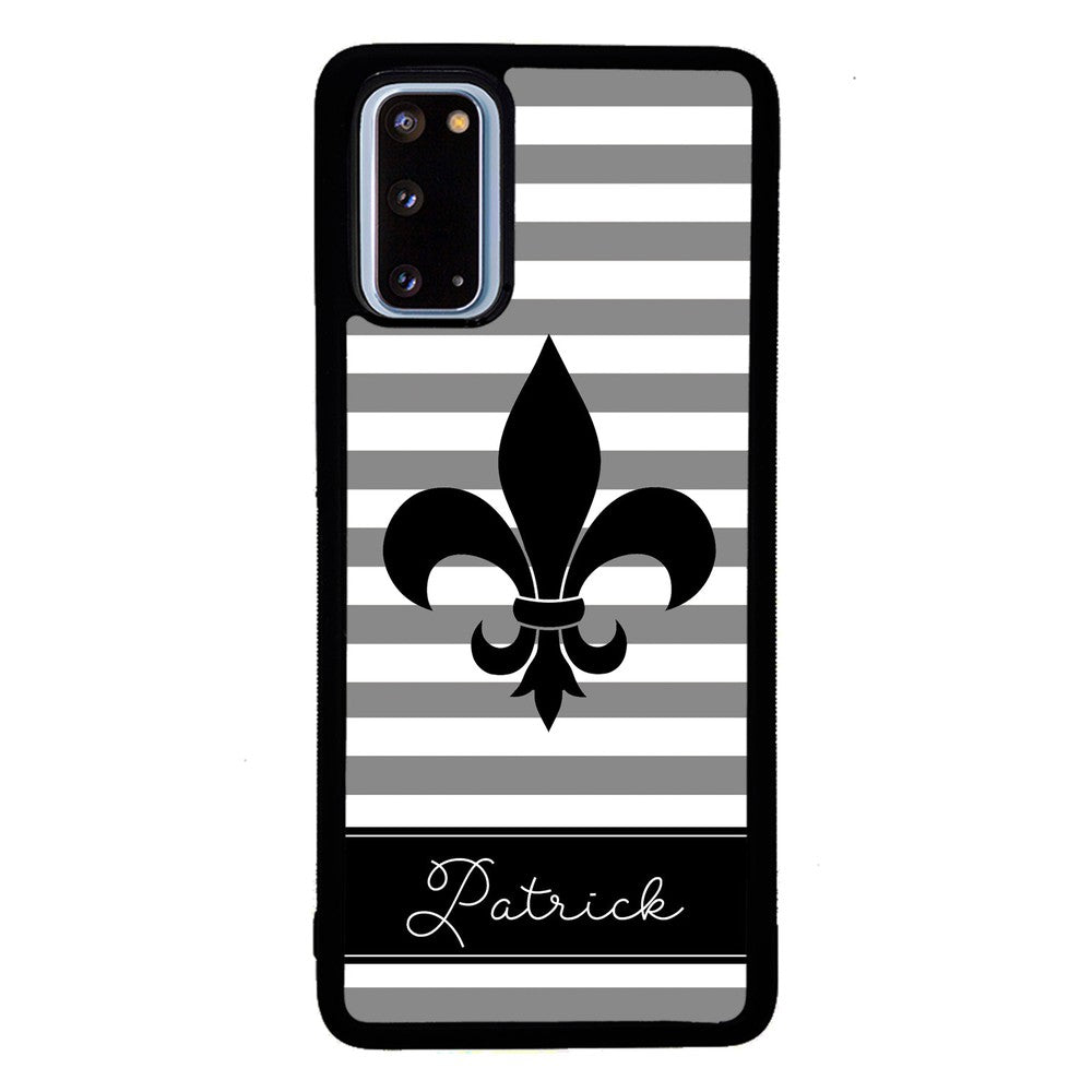 Fleur De Lis Personalized Gray Black | Samsung Phone Case