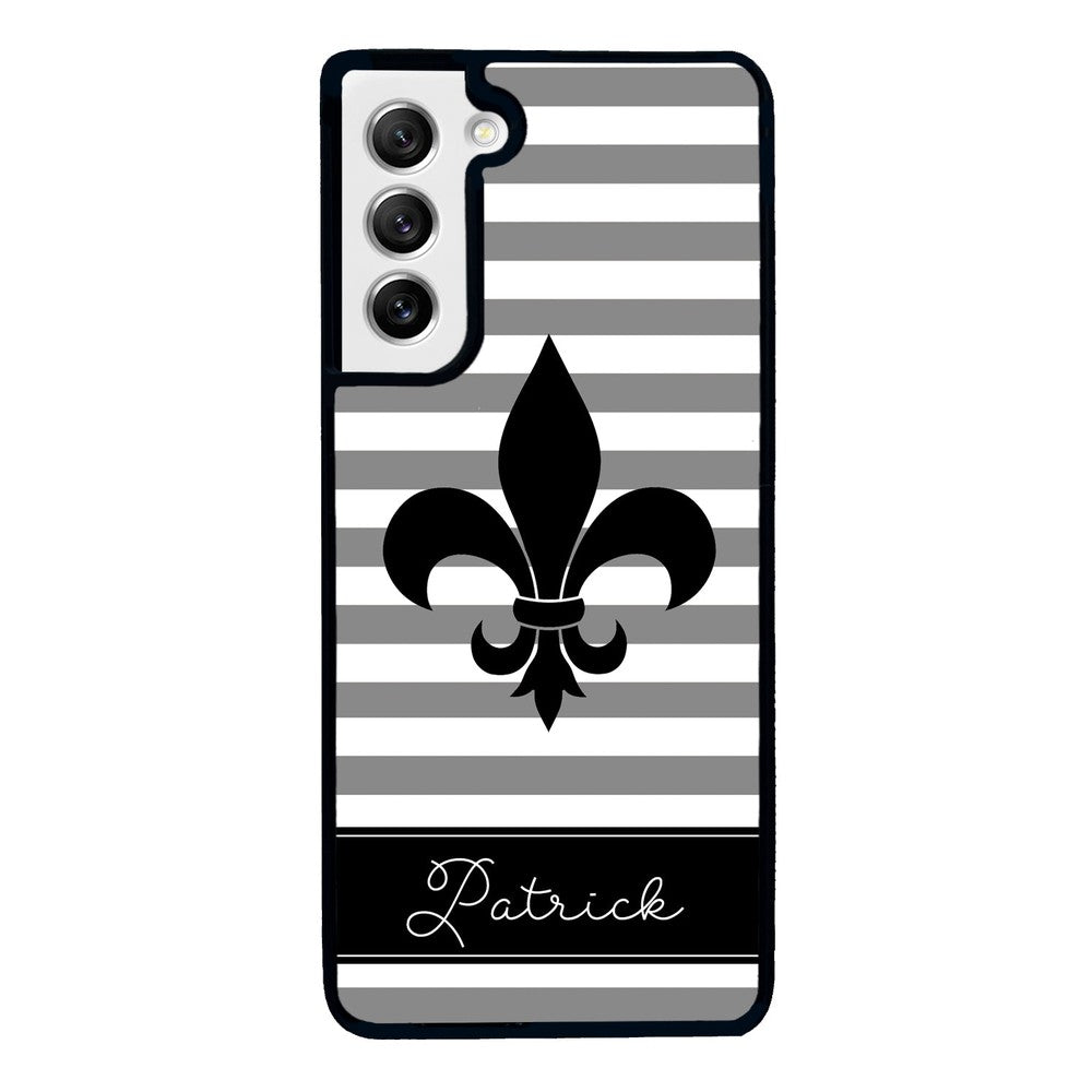 Fleur De Lis Personalized Gray Black | Samsung Phone Case