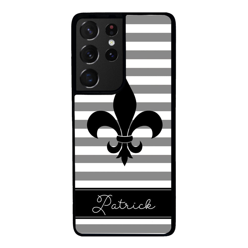 Fleur De Lis Personalized Gray Black | Samsung Phone Case