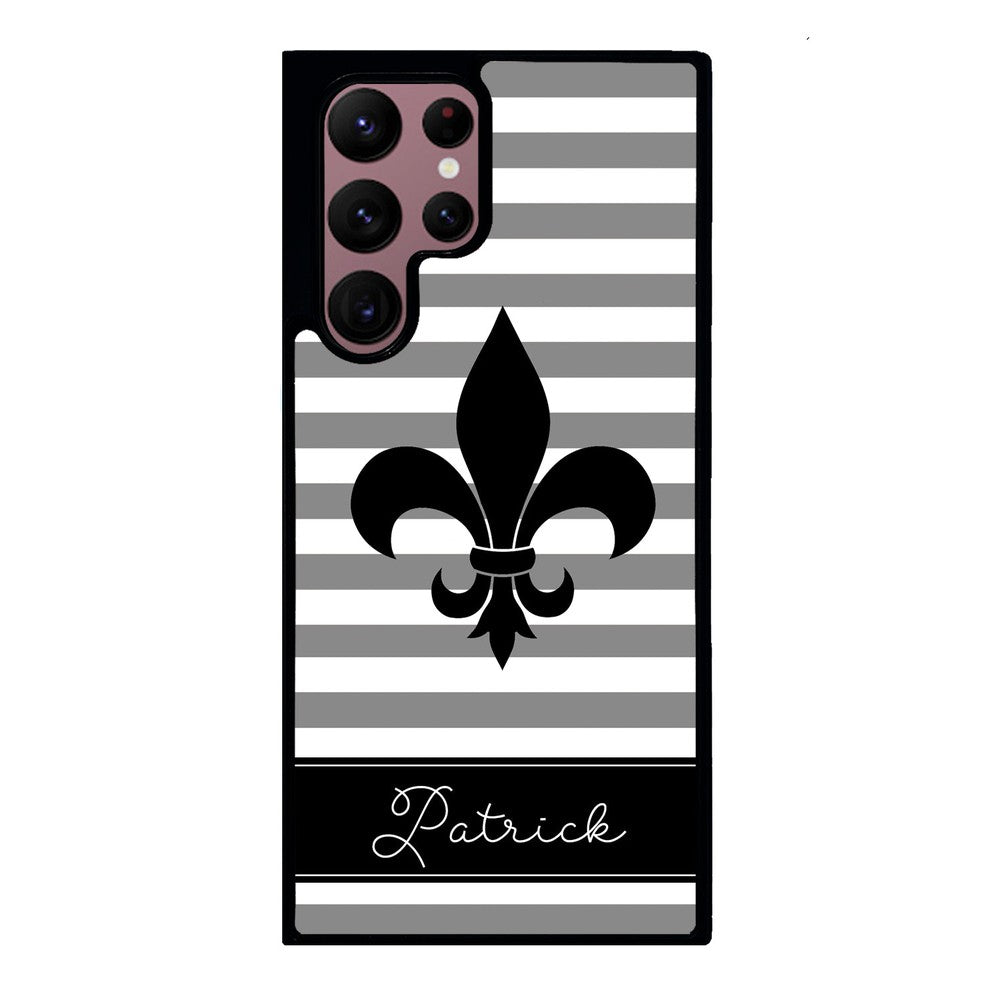 Fleur De Lis Personalized Gray Black | Samsung Phone Case