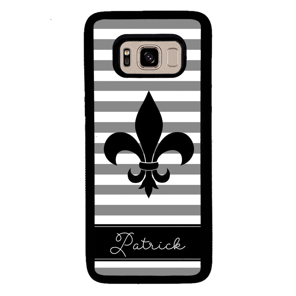 Fleur De Lis Personalized Gray Black | Samsung Phone Case