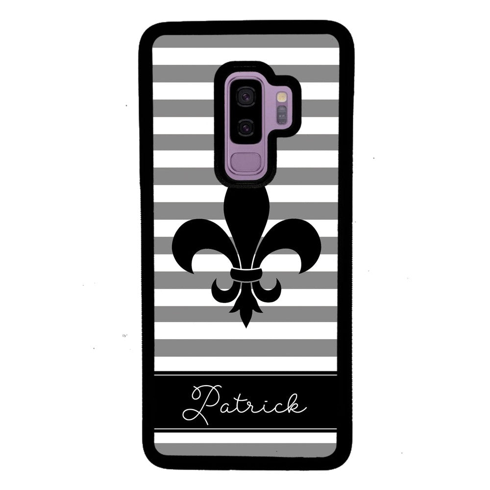 Fleur De Lis Personalized Gray Black | Samsung Phone Case