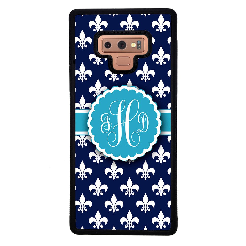 Blue Fleur De Lis Monogram | Samsung Phone Case