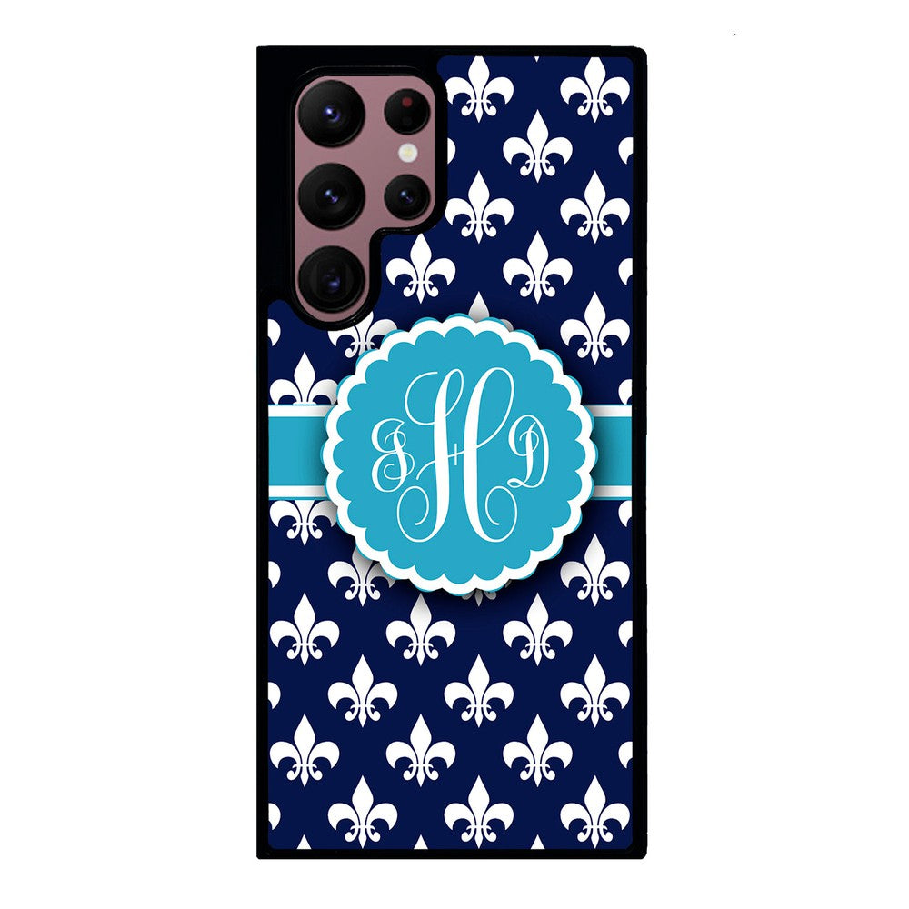 Blue Fleur De Lis Monogram | Samsung Phone Case