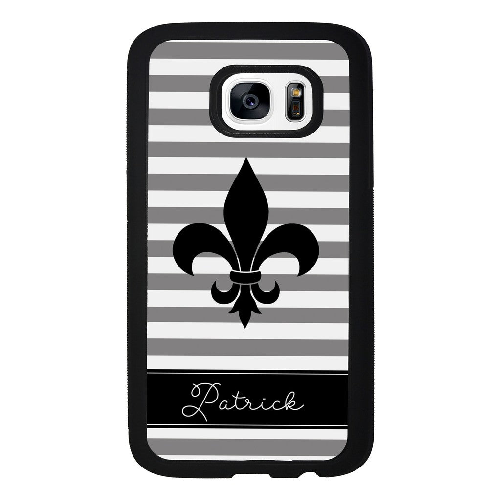 Fleur De Lis Personalized Gray Black | Samsung Phone Case