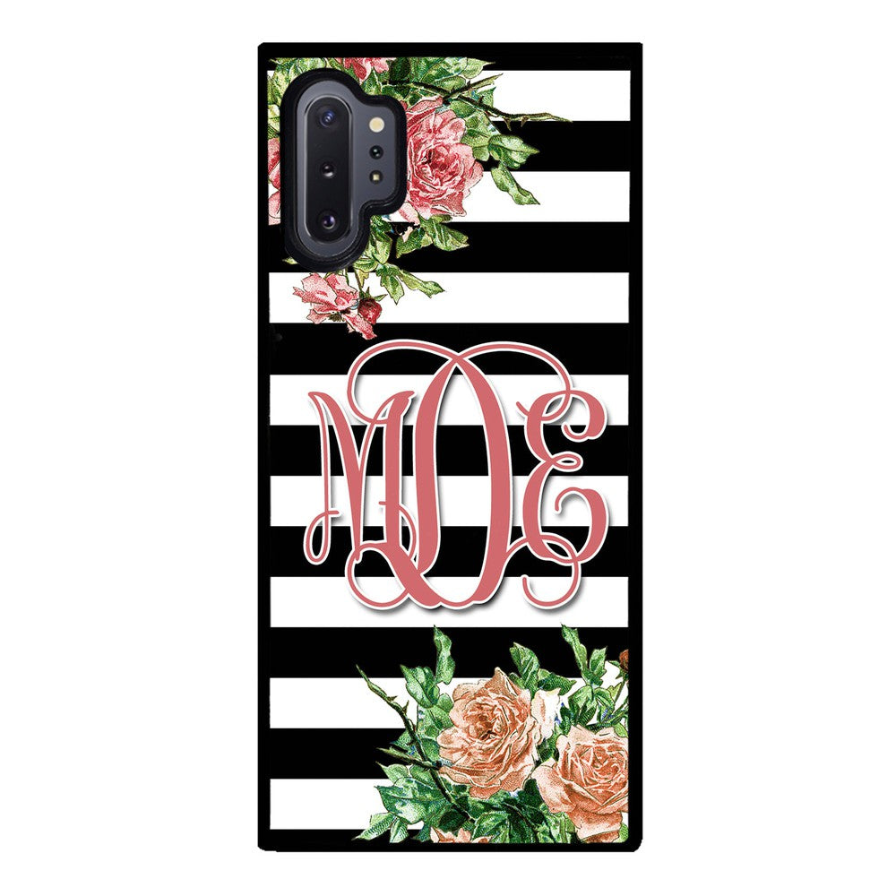 Vintage Pretty Flower Bars Monogram | Samsung Phone Case