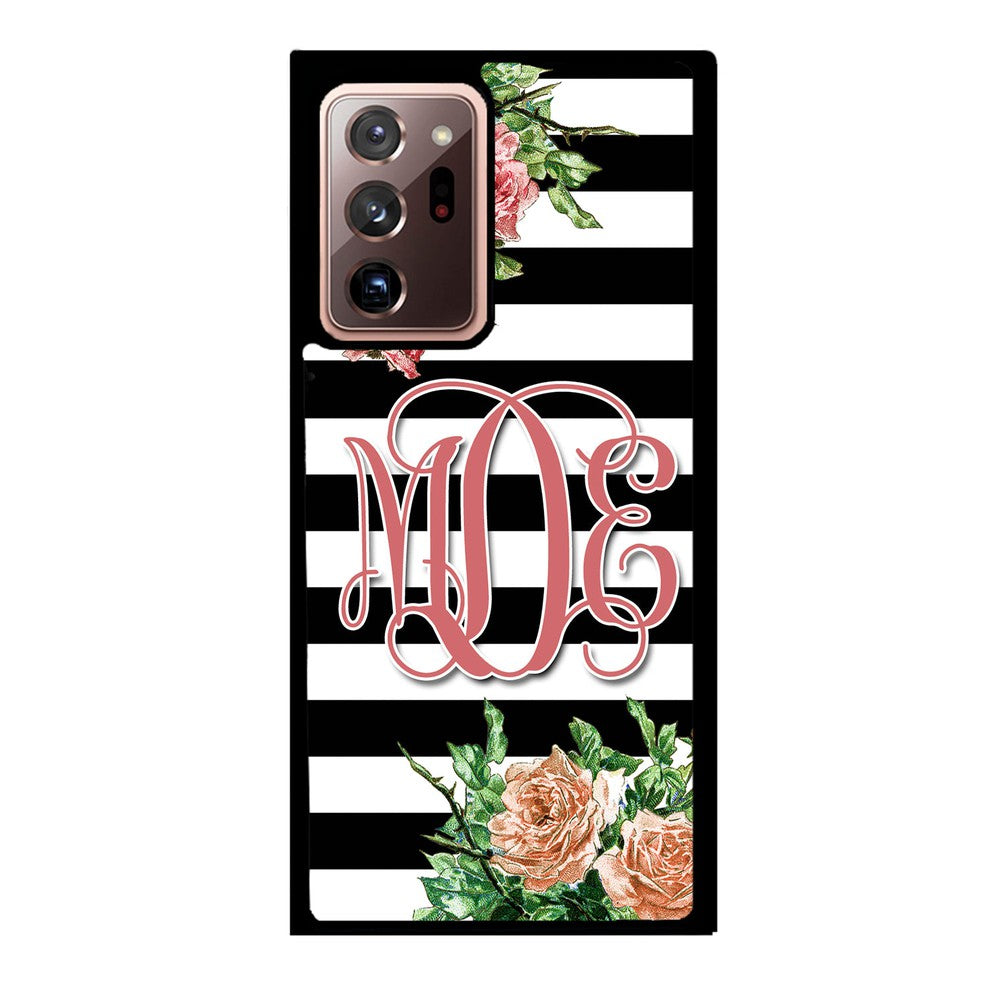 Vintage Pretty Flower Bars Monogram | Samsung Phone Case