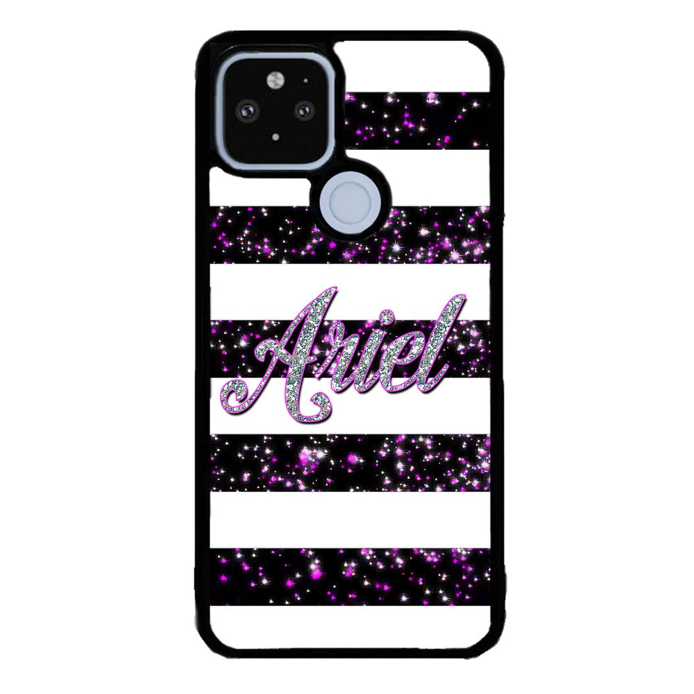 Purple Silver Glitter Bars Personalized | Google Phone Case