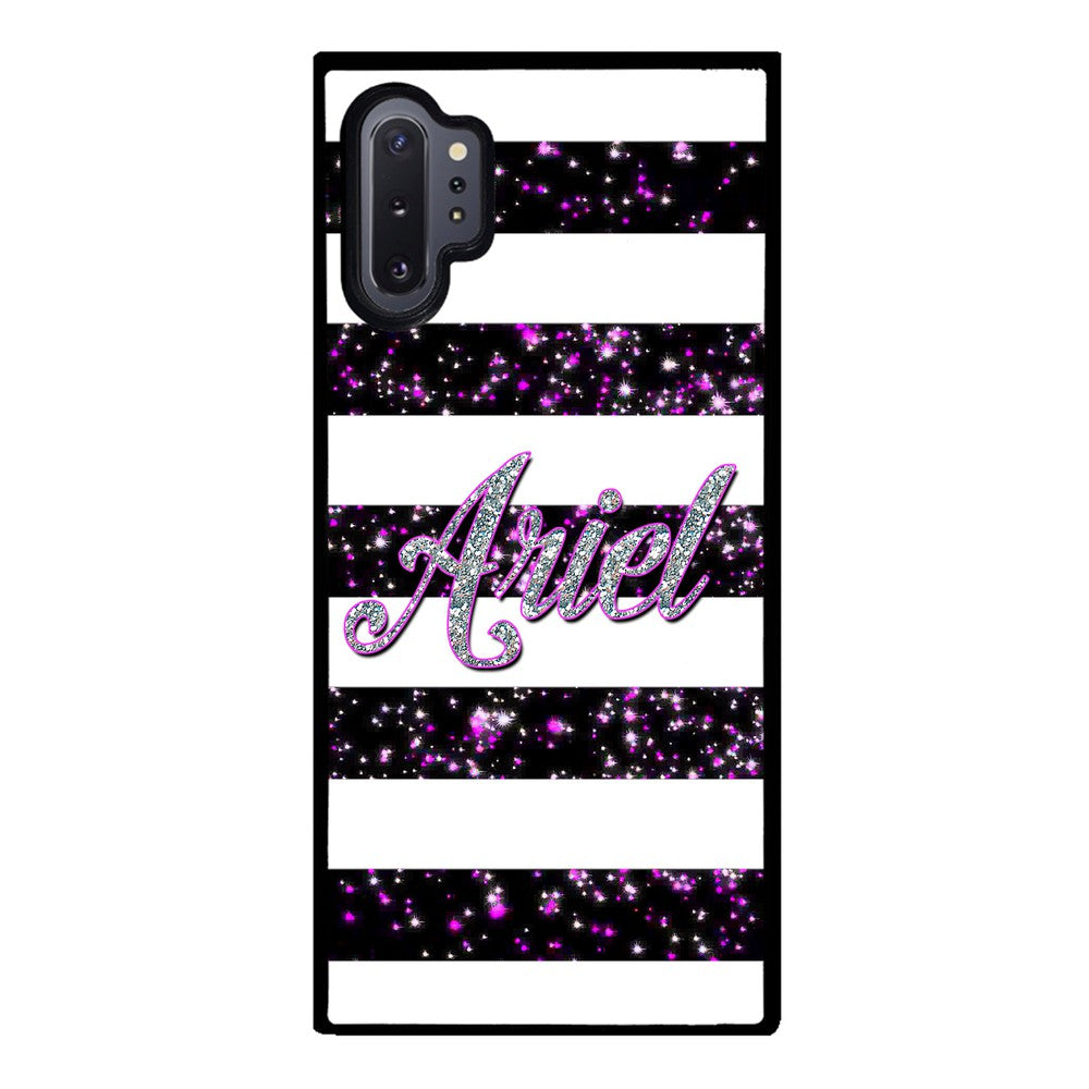 Purple Silver Glitter Bars Personalized | Samsung Phone Case