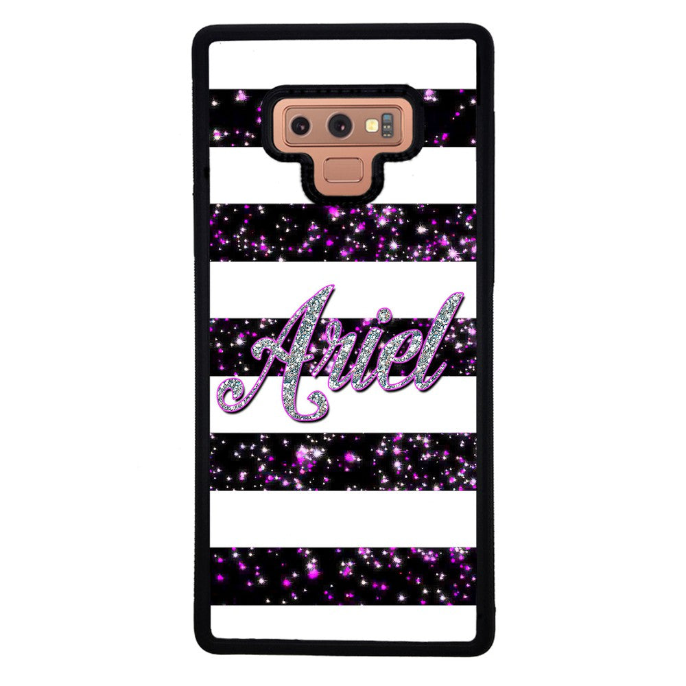 Purple Silver Glitter Bars Personalized | Samsung Phone Case