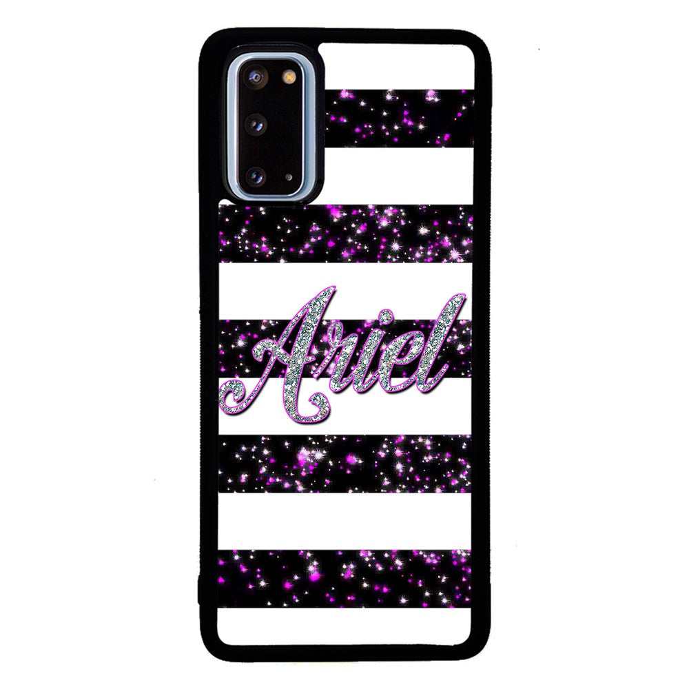 Purple Silver Glitter Bars Personalized | Samsung Phone Case