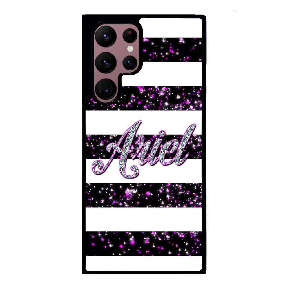 Purple Silver Glitter Bars Personalized | Samsung Phone Case