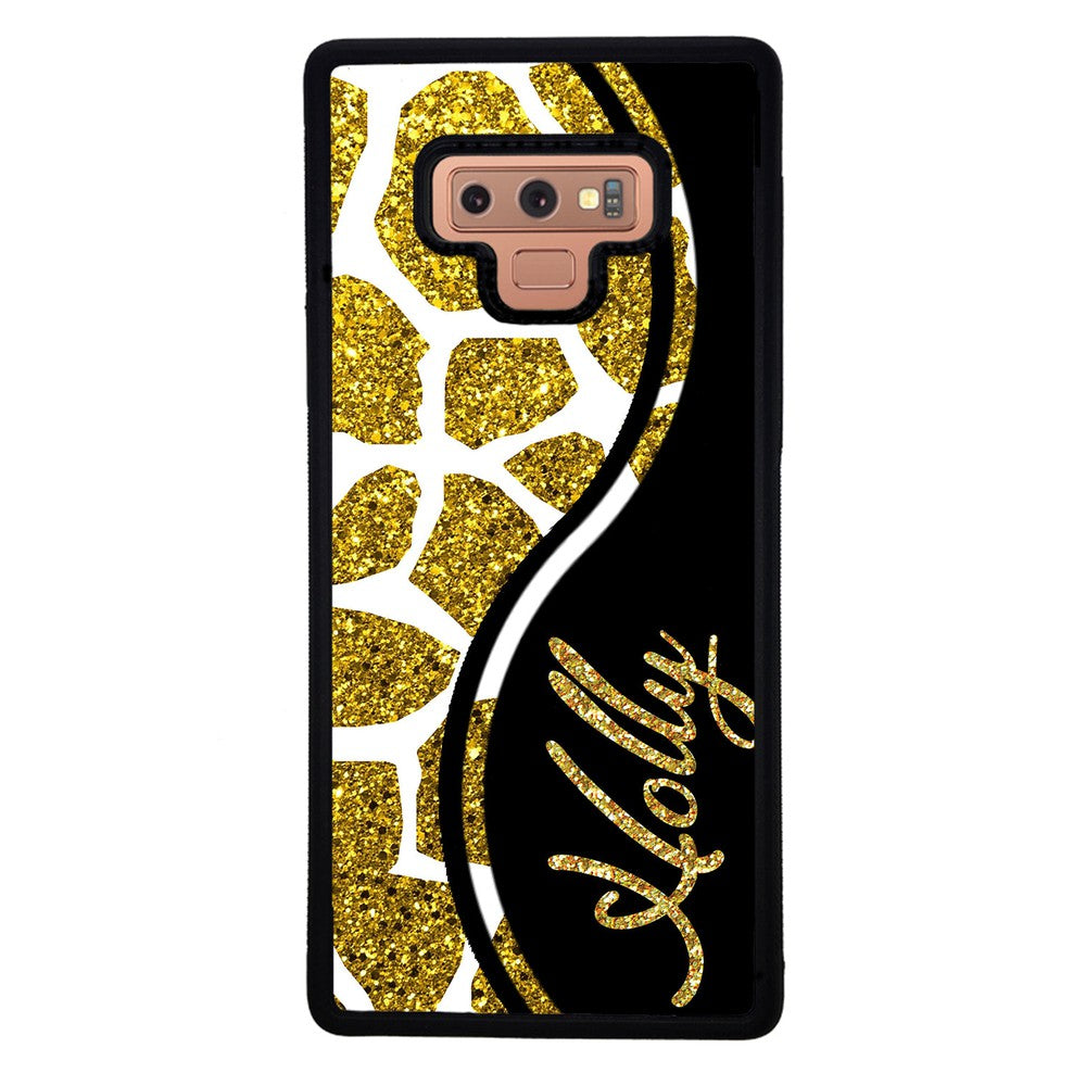 Gold Glitter Giraffe Curvy Personalized | Samsung Phone Case