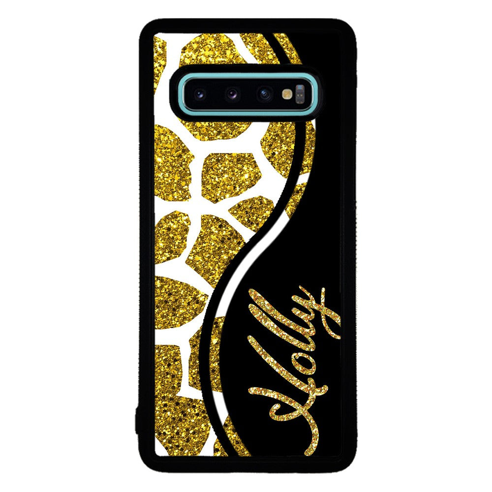 Gold Glitter Giraffe Curvy Personalized | Samsung Phone Case