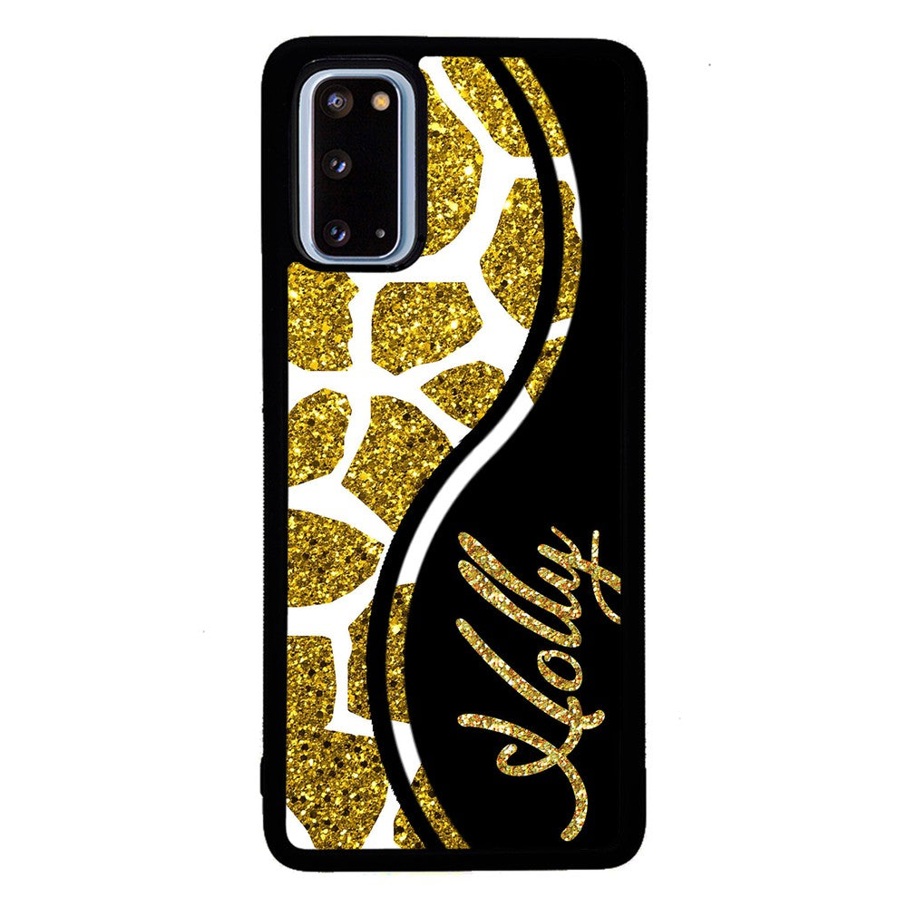 Gold Glitter Giraffe Curvy Personalized | Samsung Phone Case