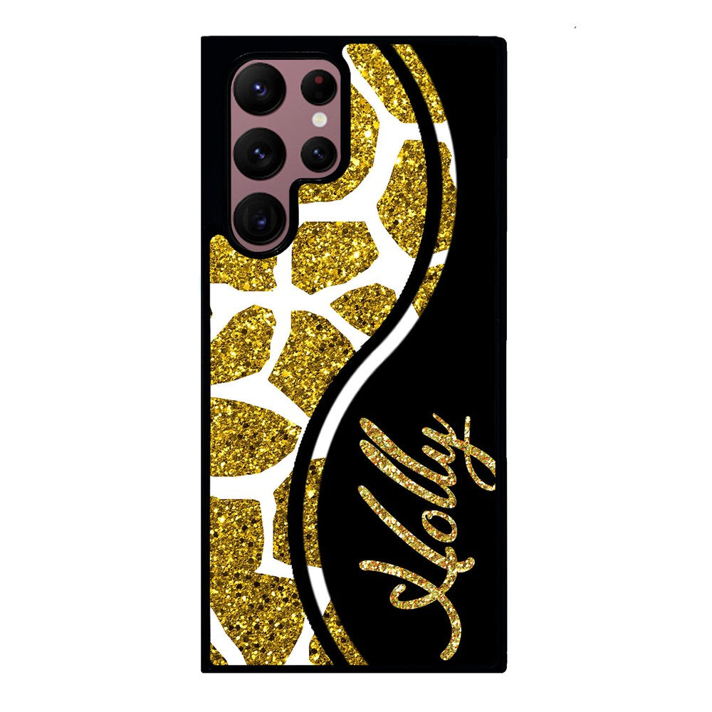 Gold Glitter Giraffe Curvy Personalized | Samsung Phone Case