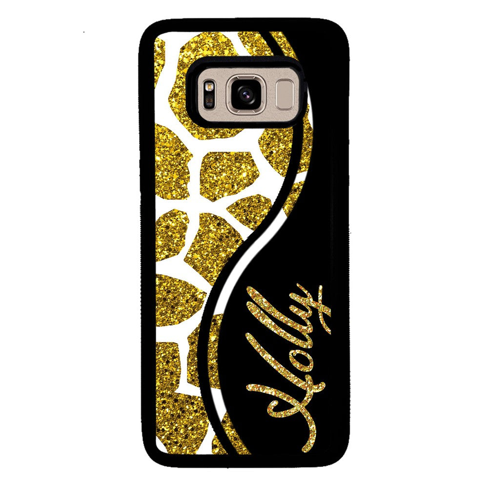 Gold Glitter Giraffe Curvy Personalized | Samsung Phone Case