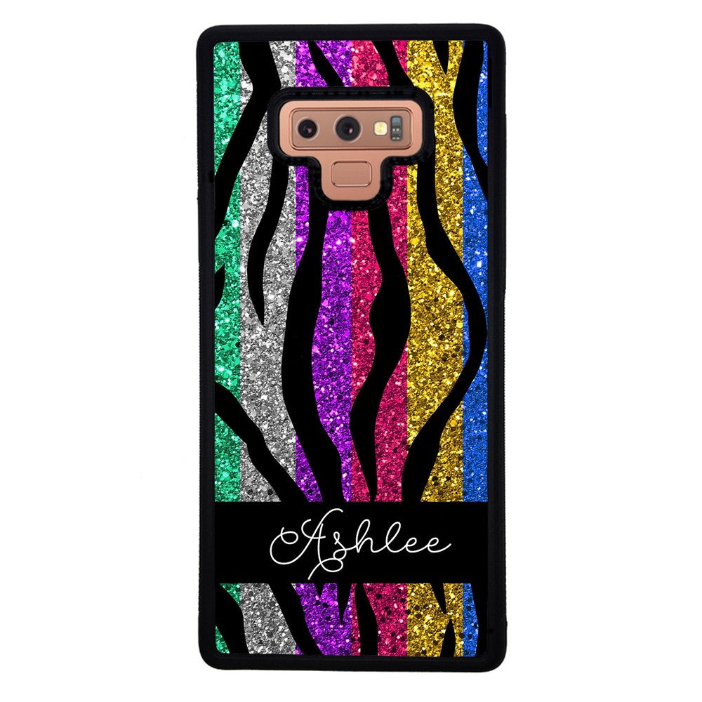 Glittery Colorful Tiger Stripe Personalized | Samsung Phone Case