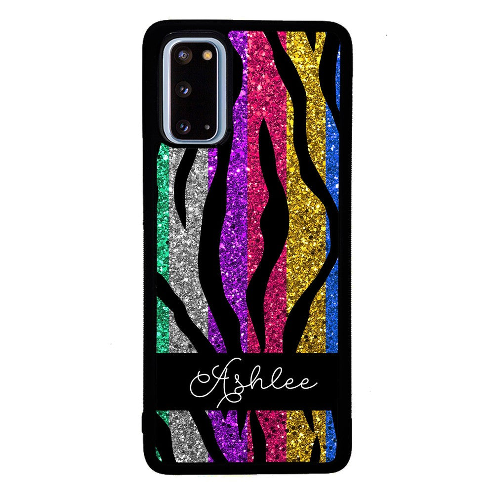 Glittery Colorful Tiger Stripe Personalized | Samsung Phone Case