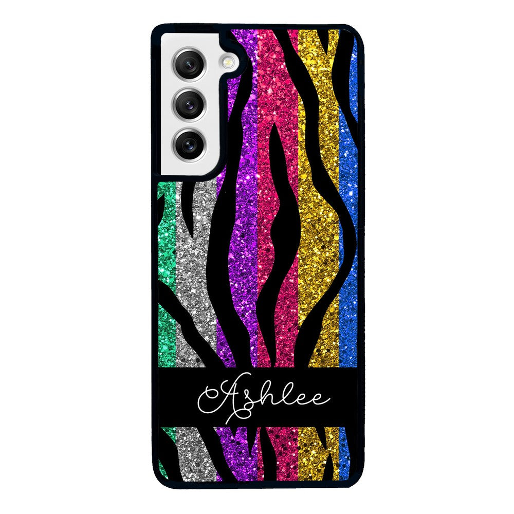 Glittery Colorful Tiger Stripe Personalized | Samsung Phone Case