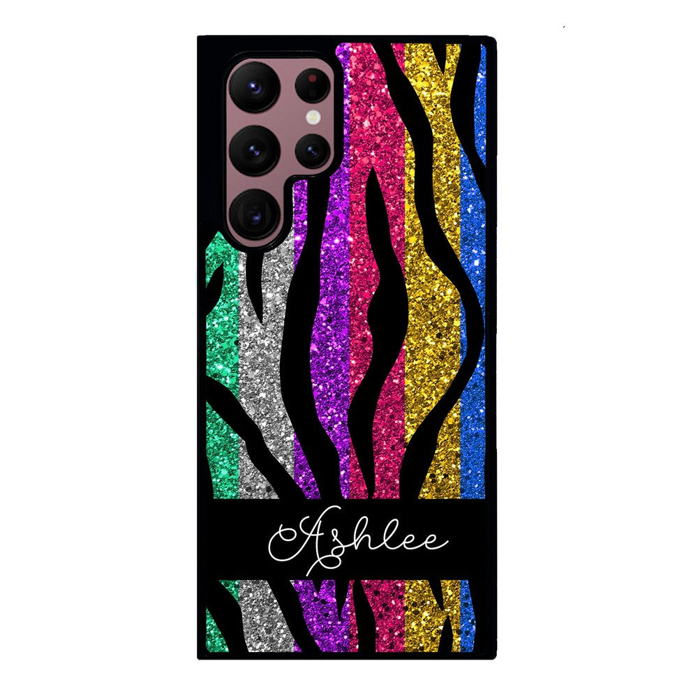 Glittery Colorful Tiger Stripe Personalized | Samsung Phone Case