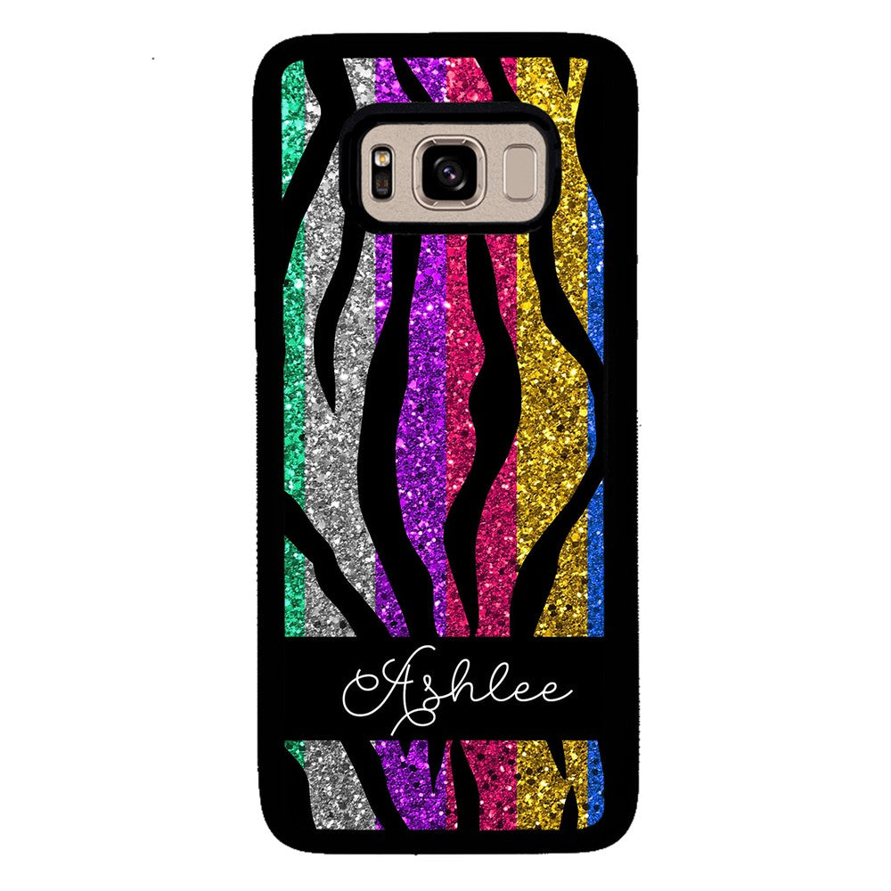 Glittery Colorful Tiger Stripe Personalized | Samsung Phone Case