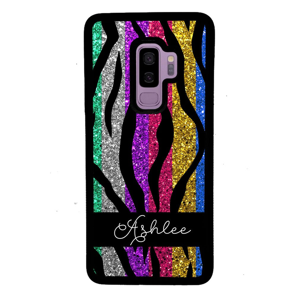 Glittery Colorful Tiger Stripe Personalized | Samsung Phone Case