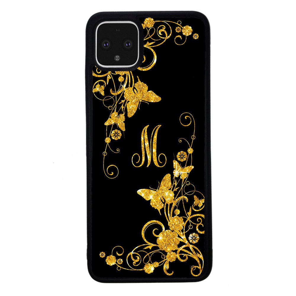 Golden Butterfly Vines Initial | Google Phone Case