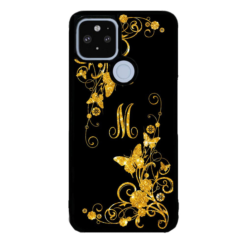 Golden Butterfly Vines Initial | Google Phone Case