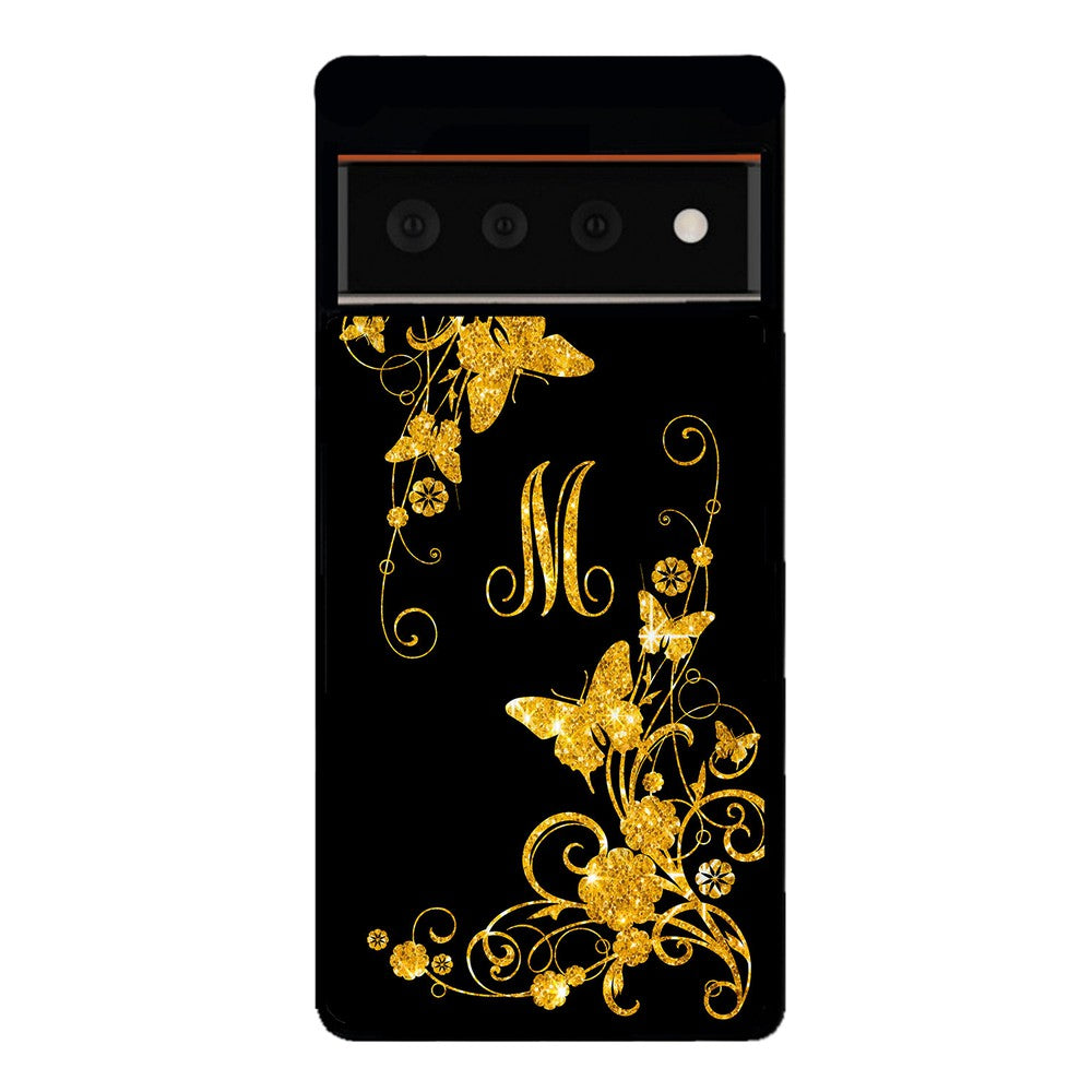 Golden Butterfly Vines Initial | Google Phone Case