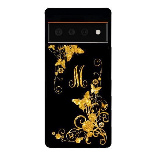 Golden Butterfly Vines Initial | Google Phone Case
