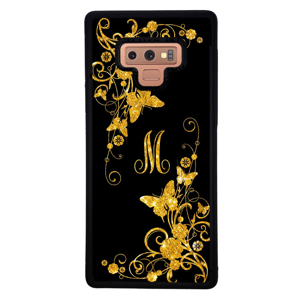 Golden Butterfly Vines Initial | Samsung Phone Case