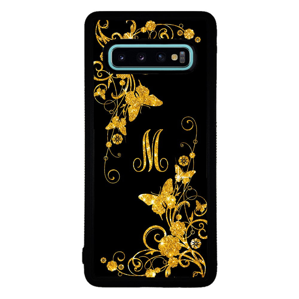 Golden Butterfly Vines Initial | Samsung Phone Case