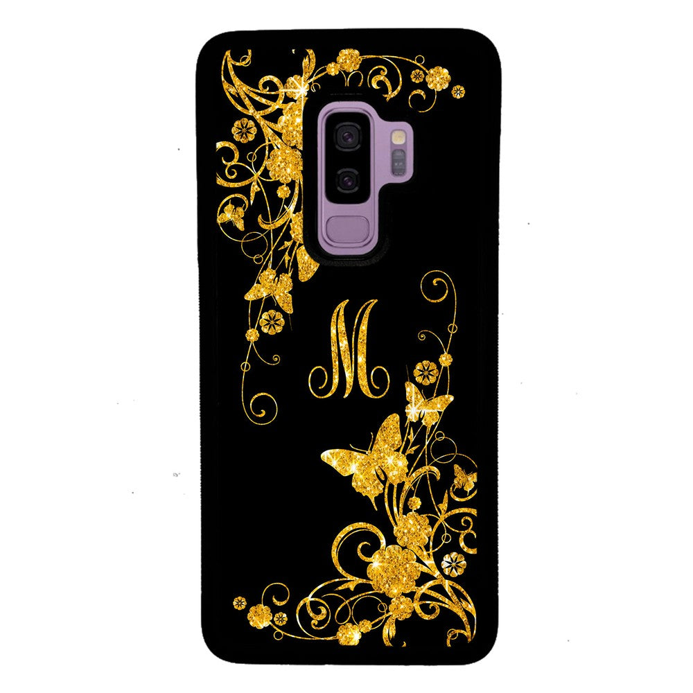 Golden Butterfly Vines Initial | Samsung Phone Case