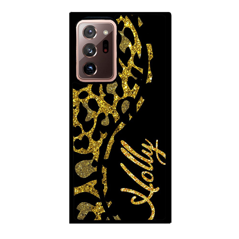 Gold Glitter Leopard Curvy Personalized | Samsung Phone Case