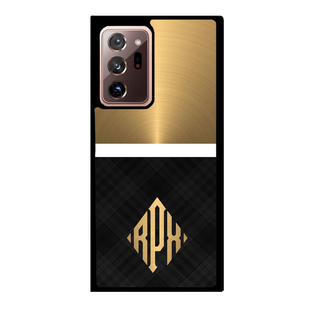 Gold and Black Plaid - Triangle Monogram | Samsung Phone Case