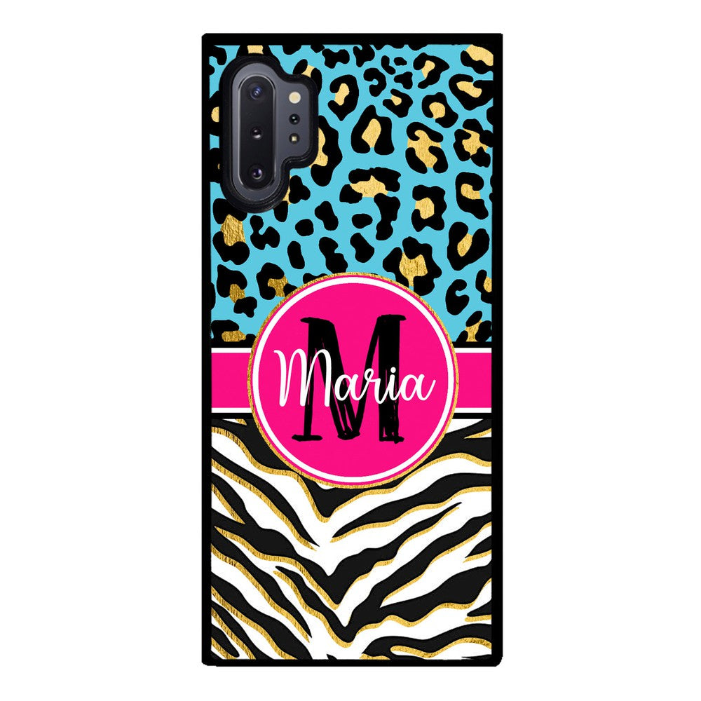 Blue Gold Foil Leopard and Zebra Skin Personalized | Samsung Phone Case
