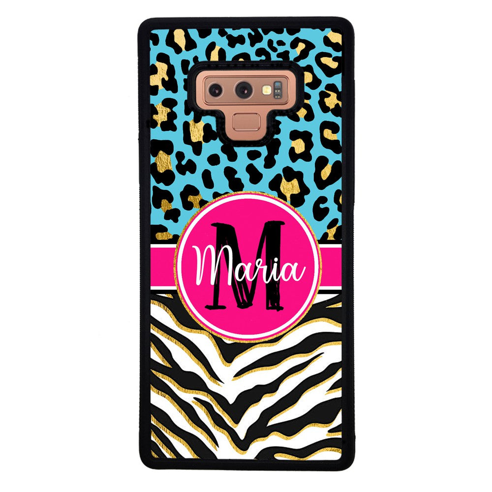 Blue Gold Foil Leopard and Zebra Skin Personalized | Samsung Phone Case