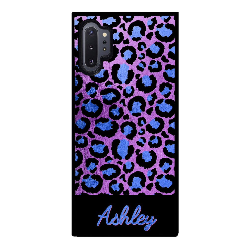 Leopard Skin Purple and Blue Gold Foil Personalized | Samsung Phone Case