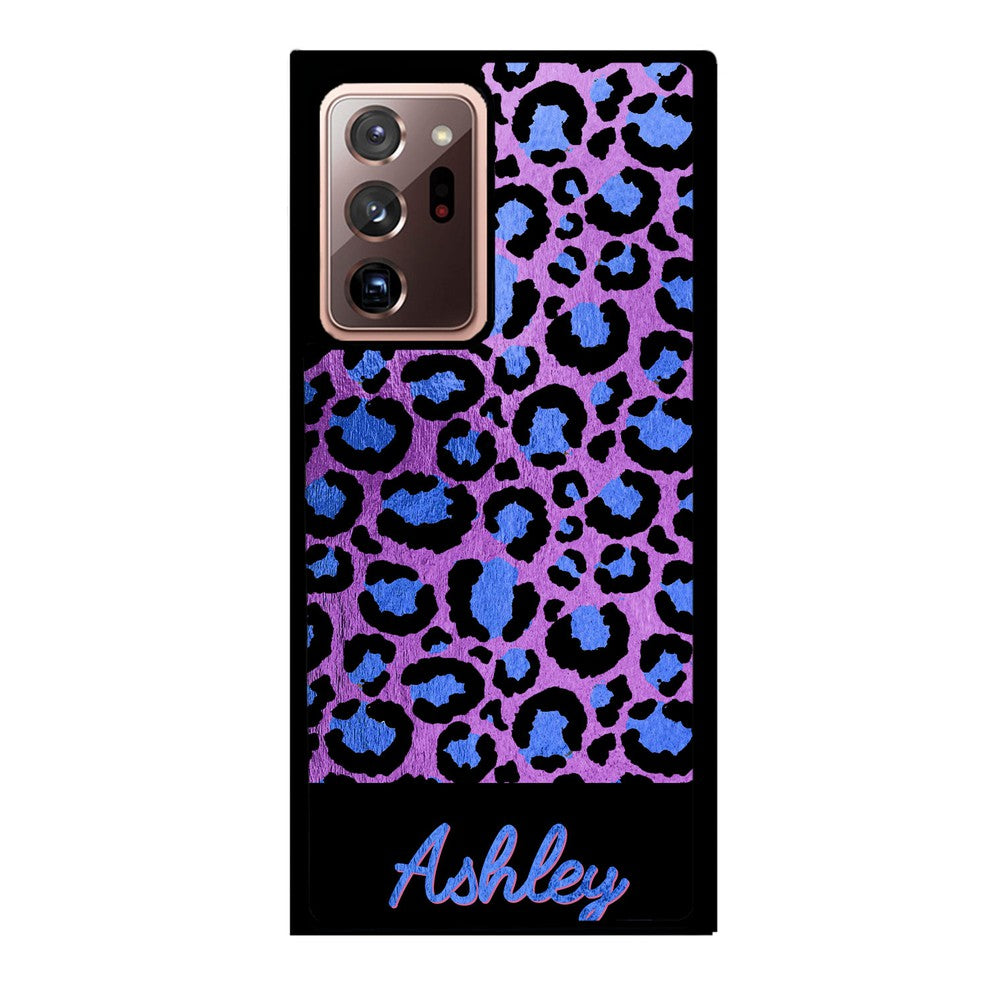 Leopard Skin Purple and Blue Gold Foil Personalized | Samsung Phone Case